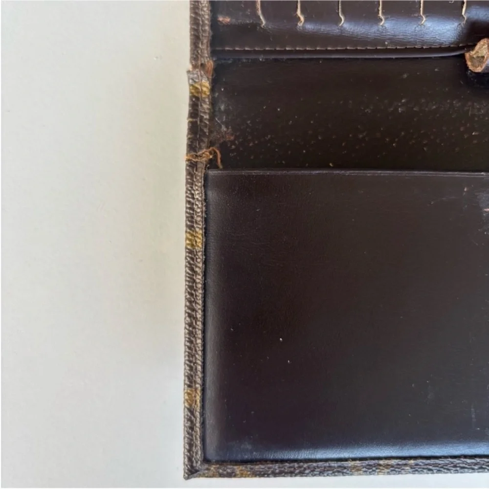 Louis Vuitton Trifold Wallet Vintage 1970s Monogram French Company Checkbook